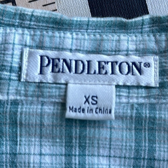 Pendleton top size XS shades of green sage button up women’s fitted - Picture 8 of 11